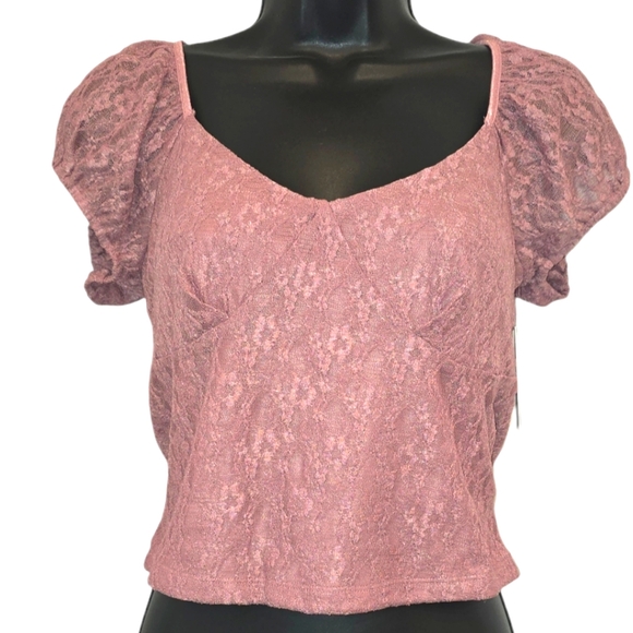 Nordstrom x BP Puff Sleeve Lace Top in Pink Nostalgia - Picture 2 of 10